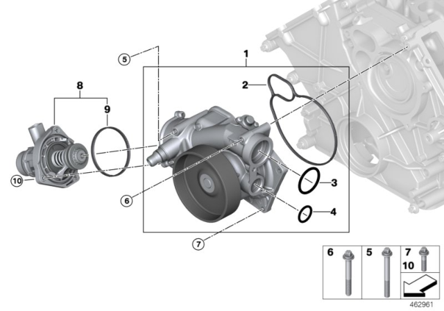 2020 BMW X6 Cooling System - Coolant Pump / Thermostat Diagram