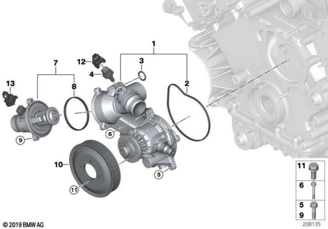 2010 BMW X5 Engine Water Pump Diagram for 11517586779