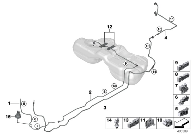 2020 BMW M5 FRONT FUEL FEED LINE Diagram for 16128096471
