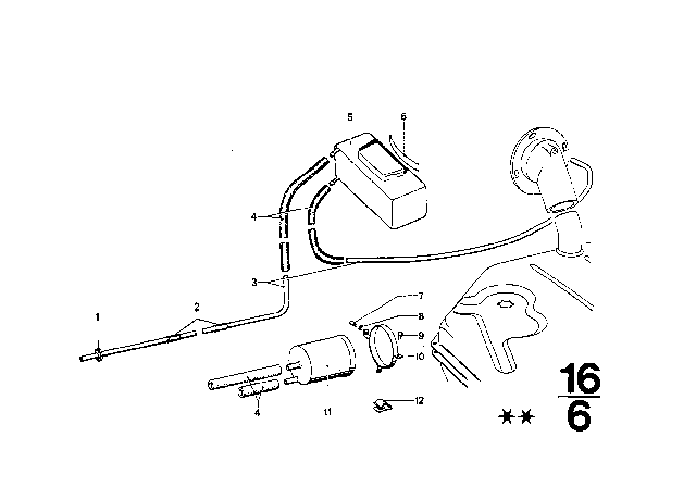 1975 BMW 2002 Activated Charcoal Filter / Fuel Ventilate Diagram
