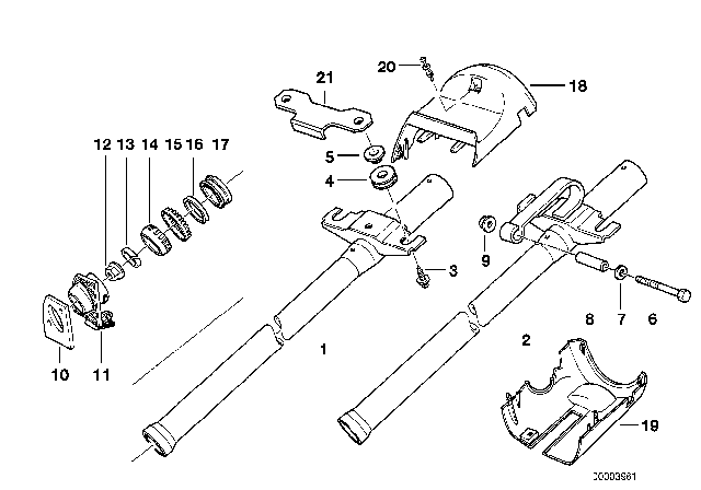 1991 BMW 325is Fixed Steering Column Tube Diagram