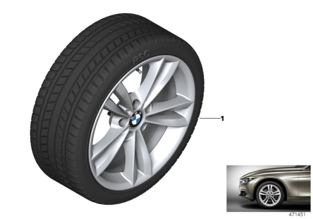 2012 BMW 328i Winter Wheel With Tire V-Spoke Diagram 3
