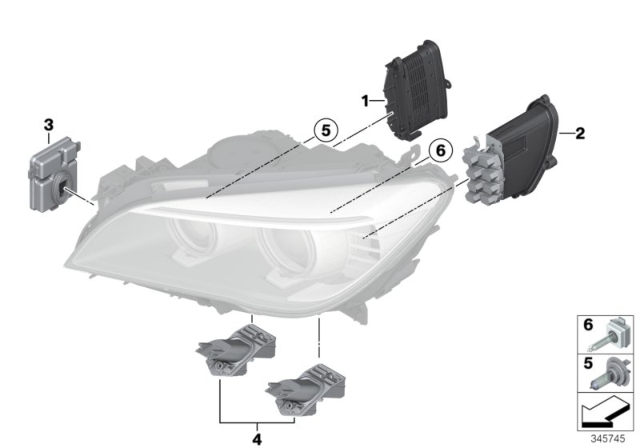 2013 BMW ActiveHybrid 7 Driver Module, Headlights Diagram for 63117440875