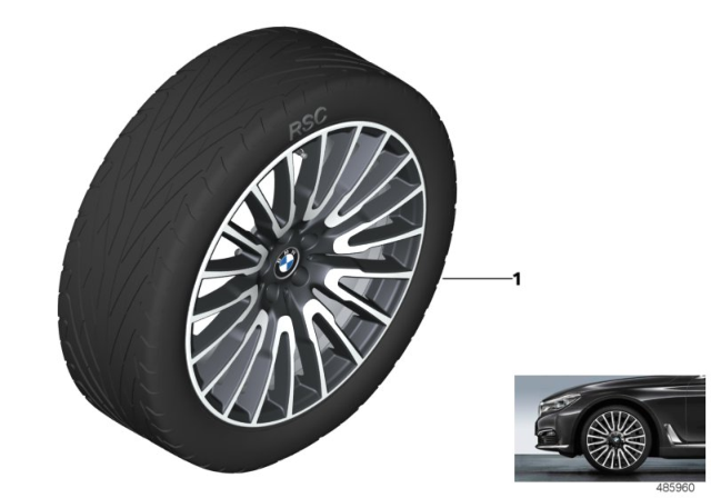 2020 BMW 745e xDrive Rdc Wheel/Tyre Set, Summer Liquid Black Diagram for 36112408920