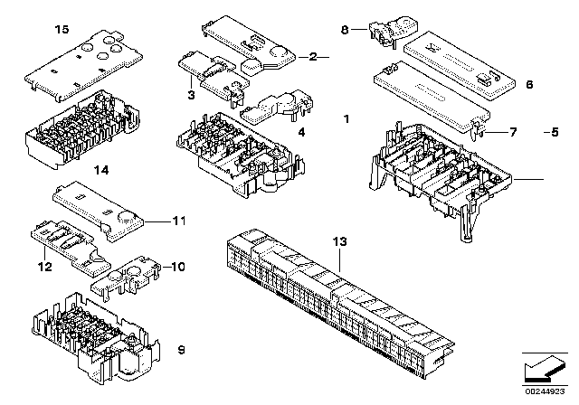 1996 BMW 750iL Fuse Carrier Diagram for 61138366634