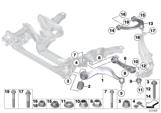 2016 BMW 640i xDrive Front Axle Support, Wishbone / Tension Strut Diagram