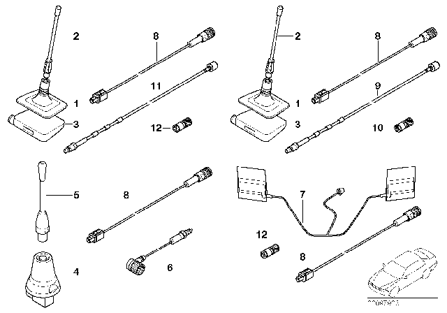 1999 BMW 750iL Single Parts For Classic Telephone Antenna Diagram