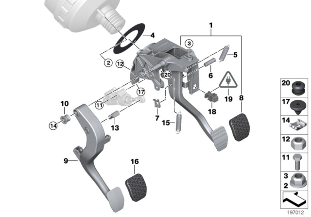2013 BMW 328i xDrive Pedals With Return Spring Diagram