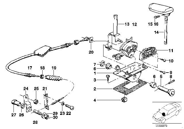 1984 BMW 528e Gear Shift Parts, Automatic Gearbox Diagram 3