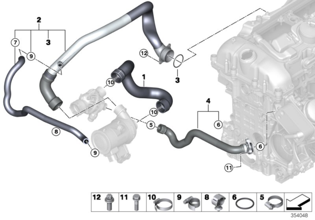 2018 BMW X5 Cooling System - Water Hoses Diagram