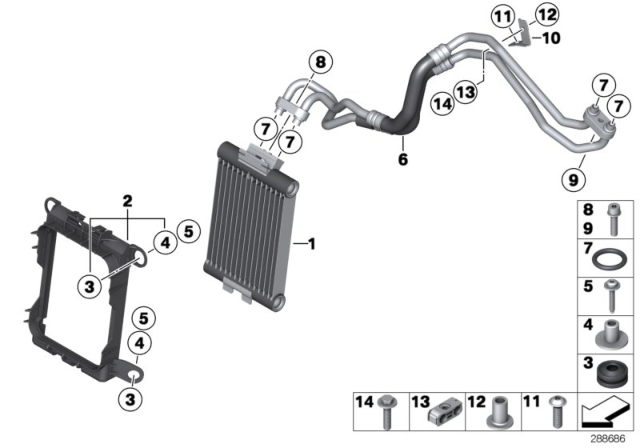 2015 BMW M235i Engine Oil Cooler / Oil Cooler Line Diagram