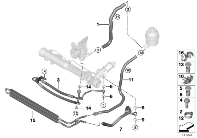 2006 BMW 323i Hydro Steering - Oil Pipes Diagram