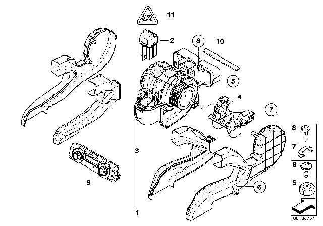 2011 BMW X5 Blower Motor With Housing Diagram for 64106977950