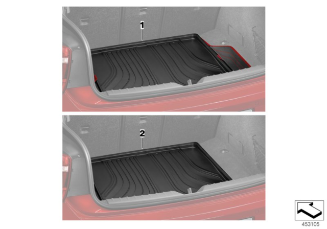 2014 BMW 335i Fitted Luggage Compartment Mat Diagram