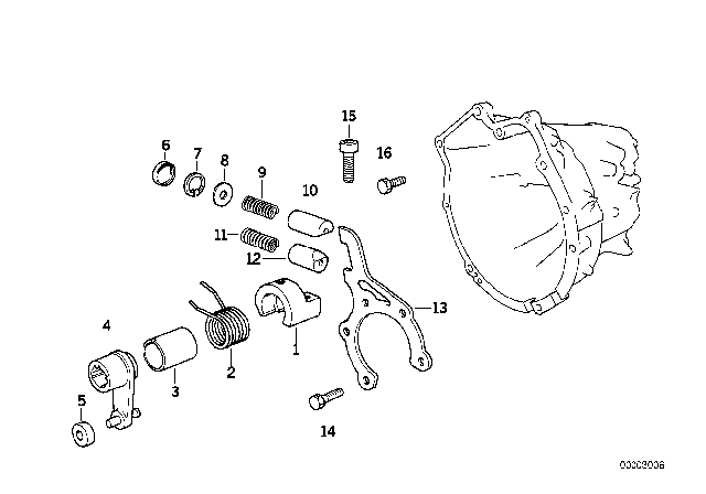 1995 BMW 320i Inner Gear Shifting Parts (S5D) Diagram 1