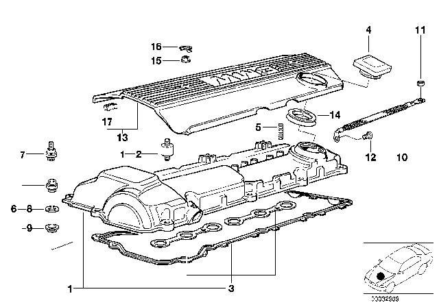 1998 BMW 528i Cylinder Head Cover Diagram 1