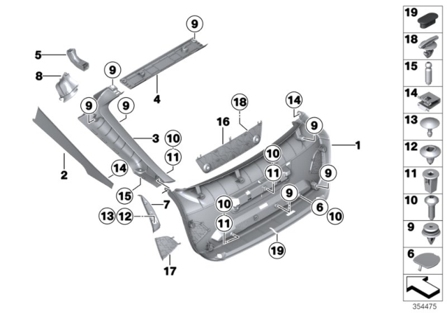 2014 BMW 328i GT xDrive Clip, Bottom Part Diagram for 51717154239