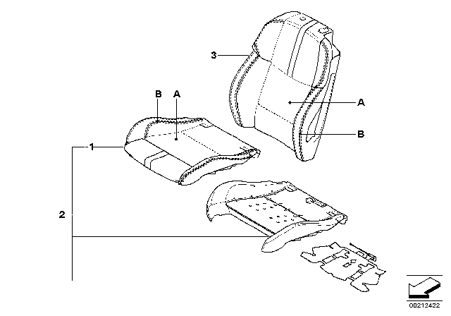 2010 BMW M3 Individual Sports Seat Cover, Front Diagram