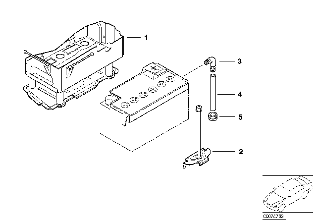 2005 BMW 325Ci Battery Holder And Mounting Parts Diagram 2