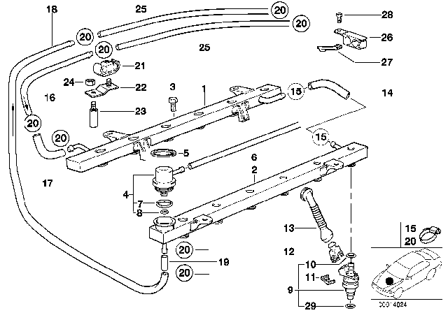1996 BMW 750iL Injection Tube Diagram for 13531704137