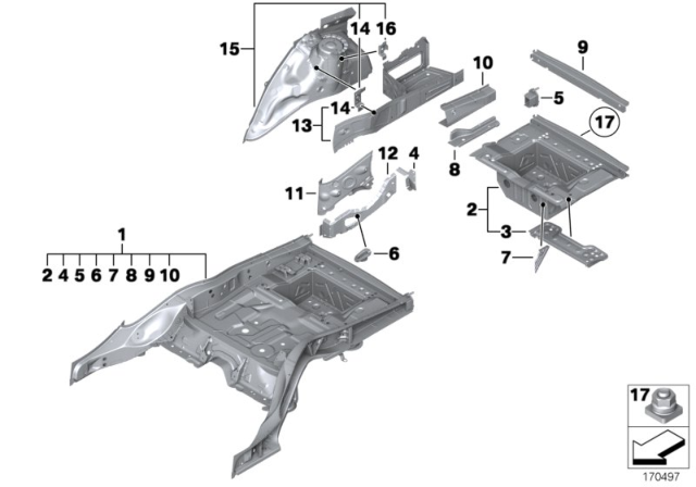 2014 BMW 750i xDrive Trunk Floor Diagram for 41117344259