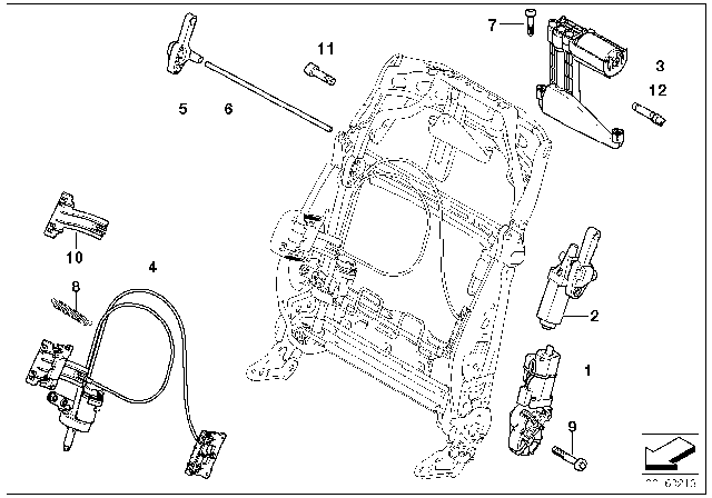 2010 BMW X6 Seat, Front, Electrical System & Drives, Backrest Diagram