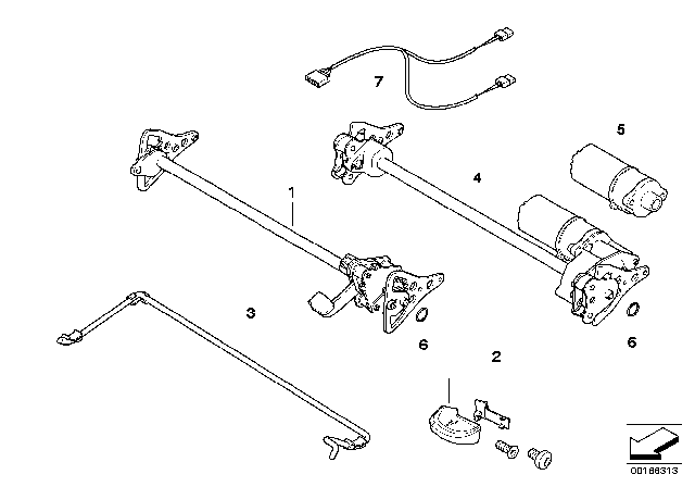 2004 BMW 325xi Left Seat Angle Adjustment Diagram for 52108240051