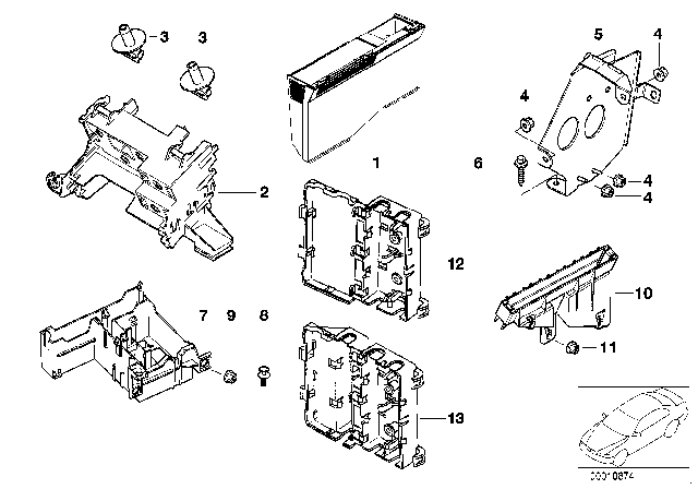 2003 BMW M5 Bracket For Body Control Units And Modules Diagram