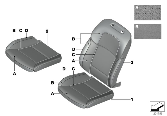 2011 BMW 750Li xDrive Cover, Comfort Backrest, A/C Leather Diagram for 52107979606