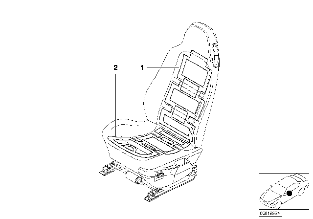 1998 BMW Z3 Heating Element, Seat Diagram for 64118407617