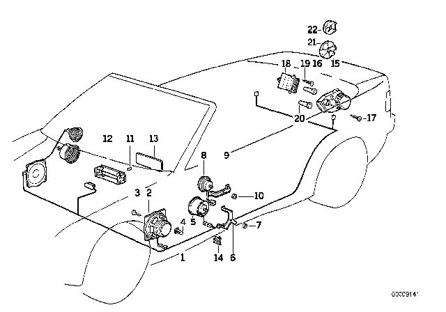 1997 BMW 318i Single Components HIFI System Diagram