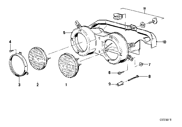 1984 BMW 733i Single Components For Headlight Diagram