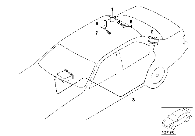 2003 BMW 540i Single Parts For Rear Window Antenna Diagram