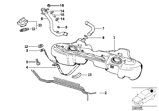 1992 BMW 325is Plastic Filler Pipe For Catalyst Diagram for 16111181598