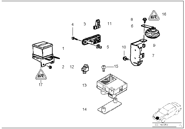 1995 BMW 750iL Ultrasonic Module Diagram for 65756938048
