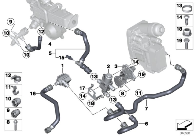 2017 BMW X3 Cooling System - Exhaust-Gas Recirculation Diagram