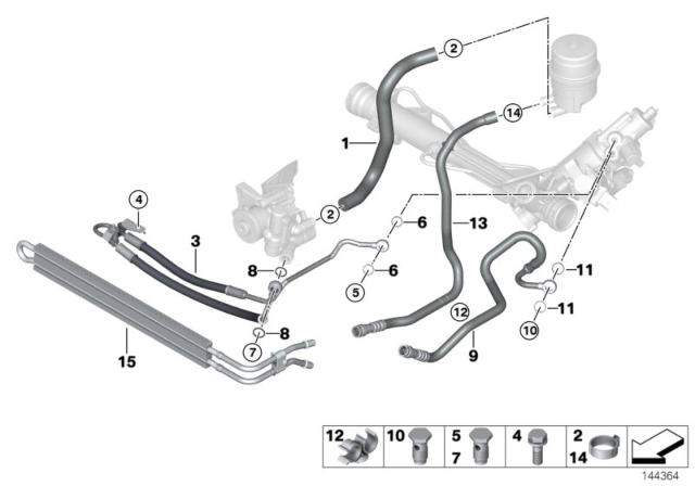 2008 BMW 323i Power Steering / Oil Pipe Diagram