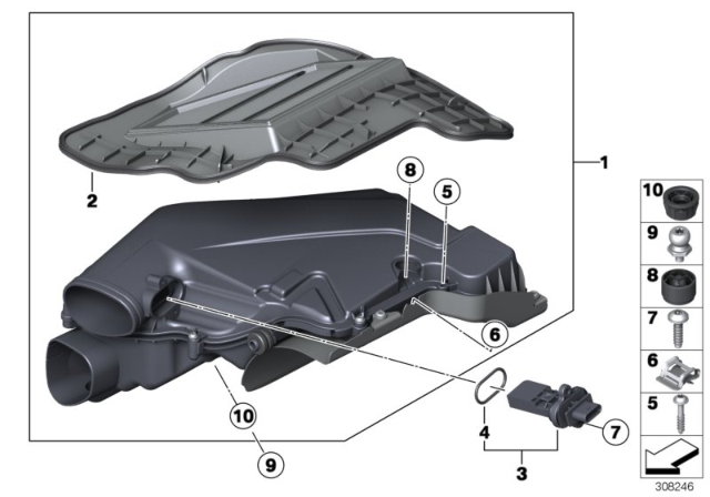 2012 BMW X6 Intake Silencer / Filter Cartridge Diagram