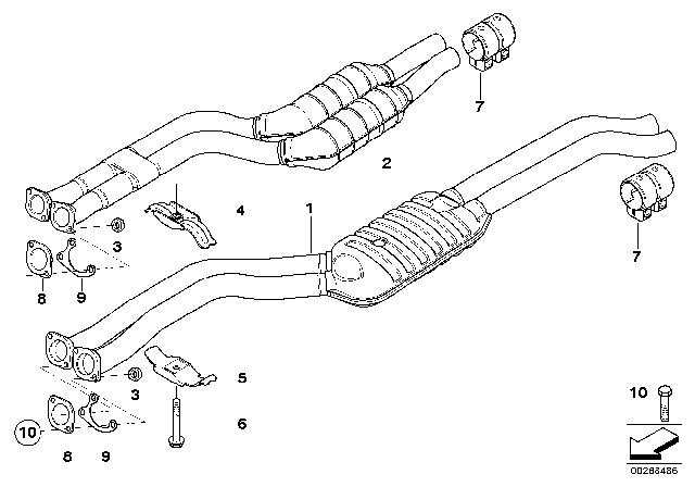 2002 BMW 330i Catalytic Converter / Front Silencer Diagram