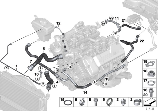 2009 BMW M3 Cooling System Coolant Hoses Diagram 2
