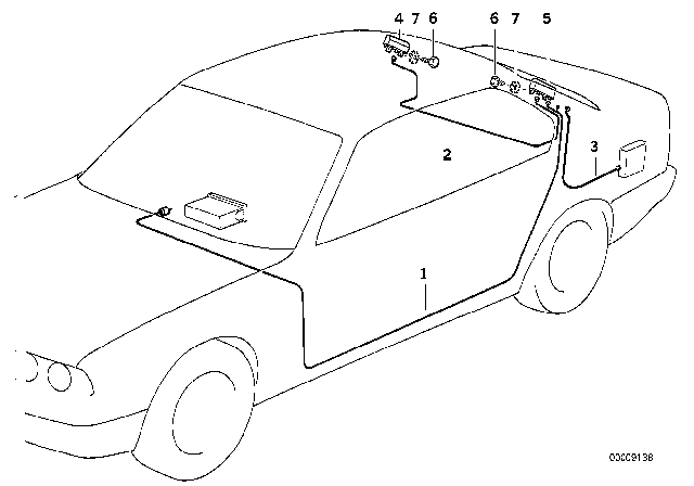 1993 BMW 320i Single Parts For Antenna-Diversity Diagram