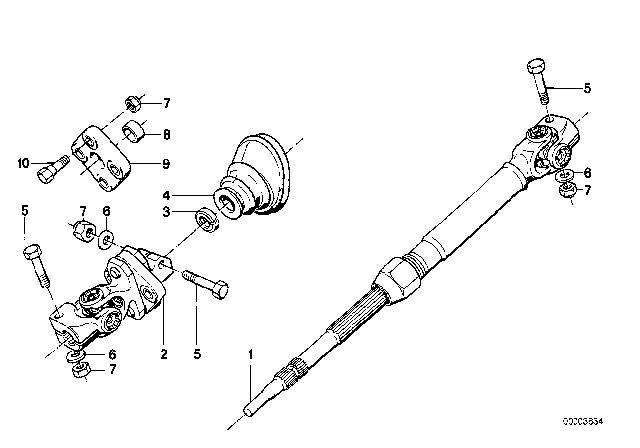 1987 BMW 535i Steering Column - Lower Joint Assy Diagram 2