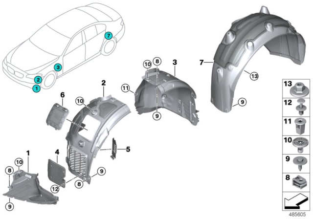 2018 BMW Alpina B7 Wheel Arch Trim Diagram