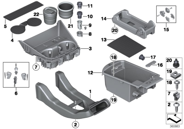 2014 BMW X3 Mounted Parts For Centre Console Diagram