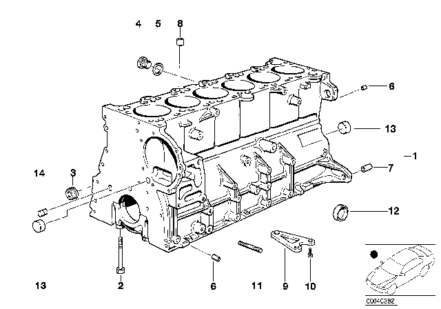 1996 BMW 328i Engine Block & Mounting Parts Diagram 1