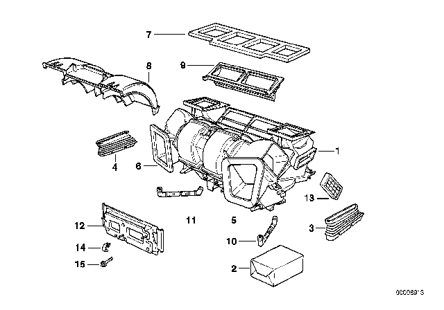 2000 BMW 740i Cover Blower Diagram for 64118391819