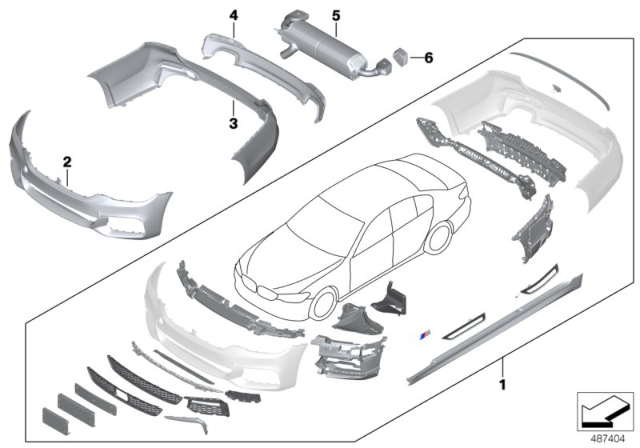 2018 BMW 540i Retrofit, M Aerodynamic Kit Diagram