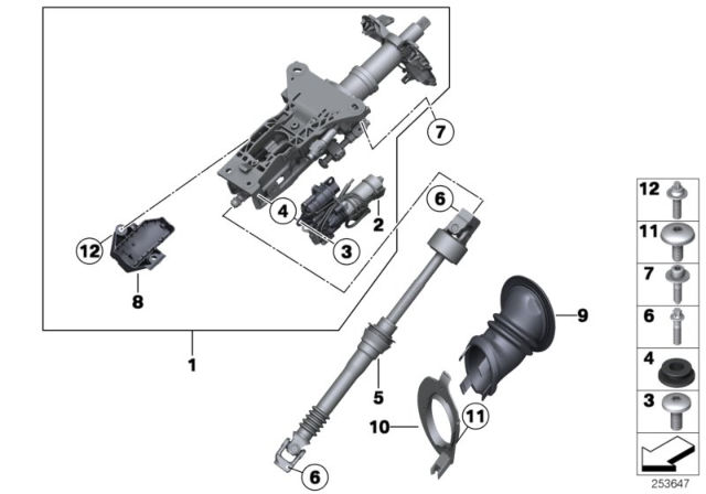 2006 BMW 650i Add-On Parts, Electrical Steering Column Adjusting Diagram
