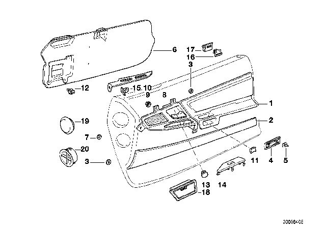 1995 BMW 850CSi Door Lining Single Parts Diagram