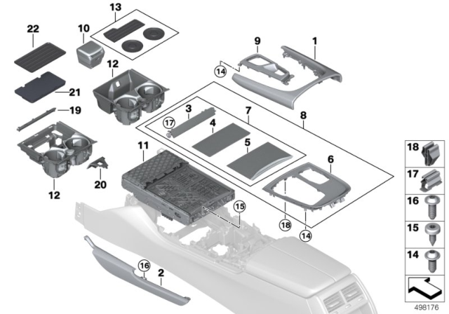 2019 BMW 750i Mounted Parts For Centre Console Diagram